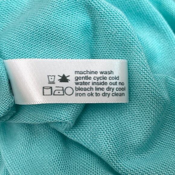 Three Dots Versatile Lightweight Cardigan Sweater L Wear Long or Short Aqua $125 - Picture 11 of 11